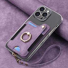 Coque Silicone Gel Motif Cuir Housse Etui SD5 pour Apple iPhone 14 Pro Max Violet