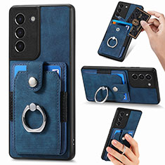 Coque Silicone Gel Motif Cuir Housse Etui SD5 pour Samsung Galaxy S21 FE 5G Bleu