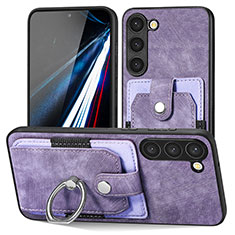 Coque Silicone Gel Motif Cuir Housse Etui SD5 pour Samsung Galaxy S23 Plus 5G Violet Clair