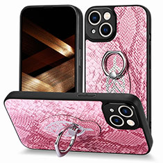 Coque Silicone Gel Motif Cuir Housse Etui SD6 pour Apple iPhone 14 Plus Rose Rouge