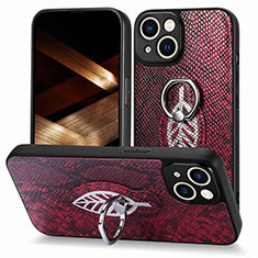 Coque Silicone Gel Motif Cuir Housse Etui SD6 pour Apple iPhone 14 Rouge