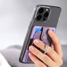 Coque Silicone Gel Motif Cuir Housse Etui SD7 pour Apple iPhone 14 Pro Violet