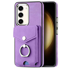 Coque Silicone Gel Motif Cuir Housse Etui SD7 pour Samsung Galaxy S23 5G Violet Clair
