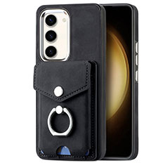 Coque Silicone Gel Motif Cuir Housse Etui SD7 pour Samsung Galaxy S23 Plus 5G Noir