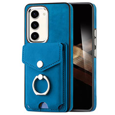 Coque Silicone Gel Motif Cuir Housse Etui SD7 pour Samsung Galaxy S24 Plus 5G Bleu