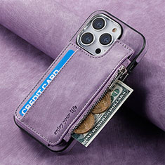 Coque Silicone Gel Motif Cuir Housse Etui SD8 pour Apple iPhone 13 Pro Violet Clair