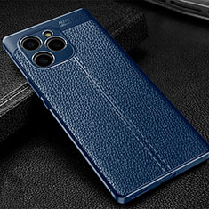 Coque Silicone Gel Motif Cuir Housse Etui WL1 pour Huawei Honor 60 SE 5G Bleu