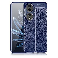 Coque Silicone Gel Motif Cuir Housse Etui WL1 pour Huawei Honor 90 5G Bleu