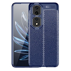 Coque Silicone Gel Motif Cuir Housse Etui WL1 pour Huawei Honor 90 Pro 5G Bleu