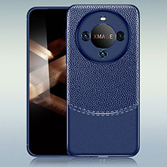 Coque Silicone Gel Motif Cuir Housse Etui WL1 pour Huawei Mate 60 Bleu
