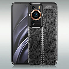 Coque Silicone Gel Motif Cuir Housse Etui WL1 pour Huawei P60 Pro Noir