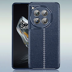 Coque Silicone Gel Motif Cuir Housse Etui WL1 pour OnePlus 12R 5G Bleu