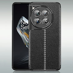 Coque Silicone Gel Motif Cuir Housse Etui WL1 pour OnePlus 12R 5G Noir