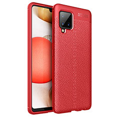 Coque Silicone Gel Motif Cuir Housse Etui WL1 pour Samsung Galaxy A42 5G Rouge