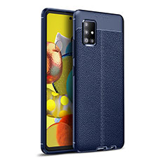 Coque Silicone Gel Motif Cuir Housse Etui WL1 pour Samsung Galaxy A51 4G Bleu