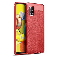Coque Silicone Gel Motif Cuir Housse Etui WL1 pour Samsung Galaxy A51 4G Rouge