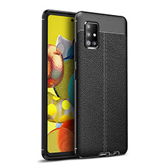 Coque Silicone Gel Motif Cuir Housse Etui WL1 pour Samsung Galaxy A51 5G Noir
