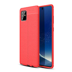Coque Silicone Gel Motif Cuir Housse Etui WL1 pour Samsung Galaxy A81 Rouge