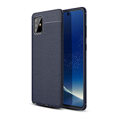 Coque Silicone Gel Motif Cuir Housse Etui WL1 pour Samsung Galaxy M60s Bleu