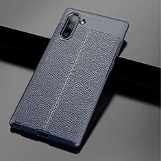 Coque Silicone Gel Motif Cuir Housse Etui WL1 pour Samsung Galaxy Note 10 5G Bleu