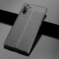 Coque Silicone Gel Motif Cuir Housse Etui WL1 pour Samsung Galaxy Note 10 5G Noir