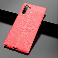 Coque Silicone Gel Motif Cuir Housse Etui WL1 pour Samsung Galaxy Note 10 5G Rouge