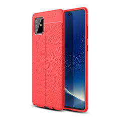 Coque Silicone Gel Motif Cuir Housse Etui WL1 pour Samsung Galaxy Note 10 Lite Rouge