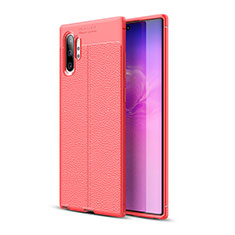 Coque Silicone Gel Motif Cuir Housse Etui WL1 pour Samsung Galaxy Note 10 Plus 5G Rouge