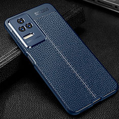 Coque Silicone Gel Motif Cuir Housse Etui WL1 pour Xiaomi Poco F4 5G Bleu