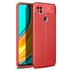 Coque Silicone Gel Motif Cuir Housse Etui WL1 pour Xiaomi Redmi 9 India Rouge