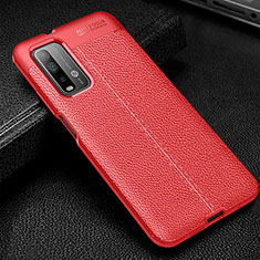 Coque Silicone Gel Motif Cuir Housse Etui WL1 pour Xiaomi Redmi 9T 4G Rouge