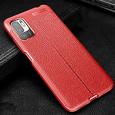 Coque Silicone Gel Motif Cuir Housse Etui WL1 pour Xiaomi Redmi Note 10 5G Rouge