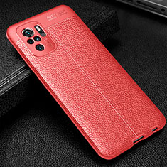 Coque Silicone Gel Motif Cuir Housse Etui WL1 pour Xiaomi Redmi Note 10S 4G Rouge