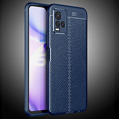 Coque Silicone Gel Motif Cuir Housse Etui WL2 pour Vivo Y21s Bleu