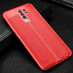 Coque Silicone Gel Motif Cuir Housse Etui WL2 pour Xiaomi Redmi 9 Rouge