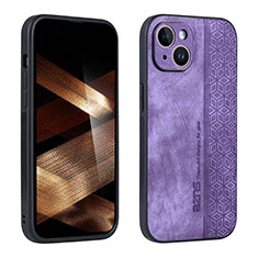 Coque Silicone Gel Motif Cuir Housse Etui YZ1 pour Apple iPhone 15 Pro Violet Clair