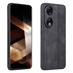 Coque Silicone Gel Motif Cuir Housse Etui YZ1 pour Huawei Honor 90 Pro 5G Noir