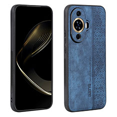 Coque Silicone Gel Motif Cuir Housse Etui YZ1 pour Huawei Nova 11 Ultra Bleu