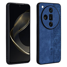 Coque Silicone Gel Motif Cuir Housse Etui YZ1 pour Oppo Find X7 Ultra 5G Bleu