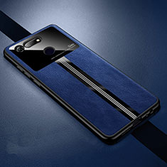 Coque Silicone Gel Motif Cuir Housse Etui Z01 pour Huawei Honor V20 Bleu
