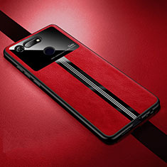 Coque Silicone Gel Motif Cuir Housse Etui Z01 pour Huawei Honor V20 Rouge
