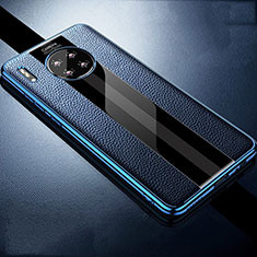 Coque Silicone Gel Motif Cuir Housse Etui Z01 pour Huawei Mate 30 5G Bleu