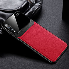 Coque Silicone Gel Motif Cuir Housse Etui Z01 pour Samsung Galaxy A70 Rouge