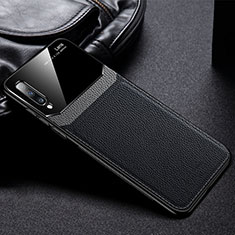 Coque Silicone Gel Motif Cuir Housse Etui Z01 pour Samsung Galaxy A90 5G Noir
