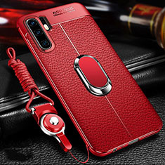 Coque Silicone Gel Motif Cuir Housse Etui Z02 pour Huawei P30 Pro New Edition Rouge