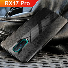 Coque Silicone Gel Motif Cuir pour Oppo RX17 Pro Noir