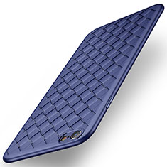 Coque Silicone Gel Motif Cuir W02 pour Apple iPhone 6 Plus Bleu
