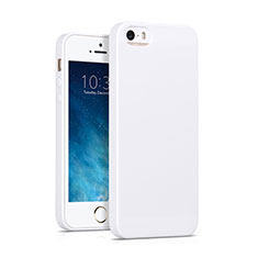 Coque Silicone Gel Souple Couleur Unie pour Apple iPhone 5S Blanc
