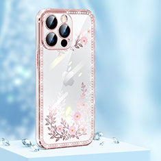 Coque Silicone Housse Etui Gel Bling-Bling AT1 pour Apple iPhone 13 Pro Or Rose