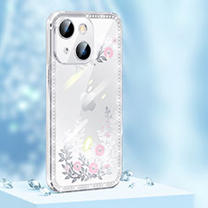 Coque Silicone Housse Etui Gel Bling-Bling AT1 pour Apple iPhone 14 Plus Argent